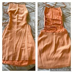 Nicole Miller Peach/Tangerine Mini Dress, strapless, backless. Size 4